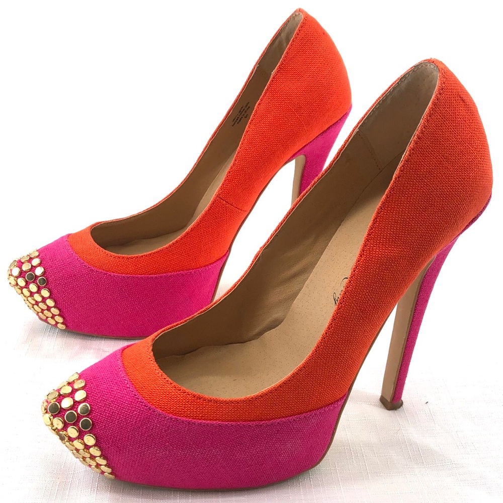 Penny Loves Kenny Fuschia and Orange Stilettos